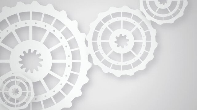 Paper cut gear wheels rotating seamless loop motion background