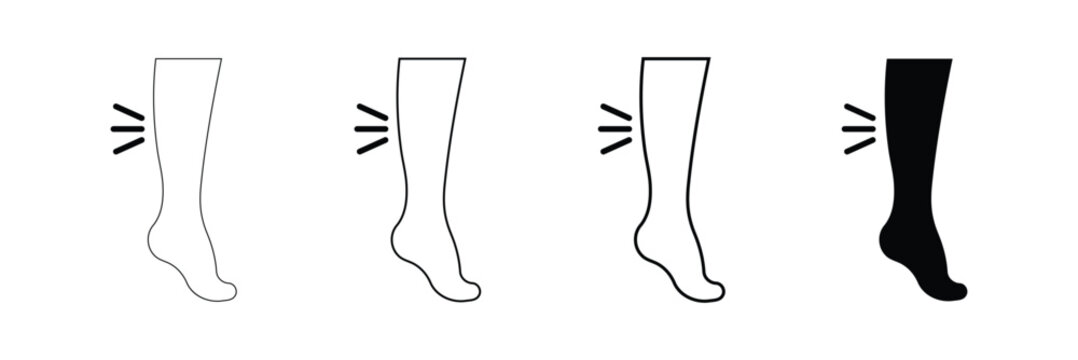 Compression sock icons indicating circulation improvement and leg relief in a clean vector graphic style