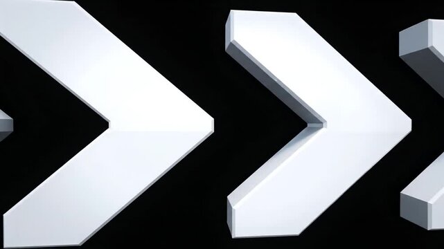 Four glowing white chevron arrows pointing right on black background