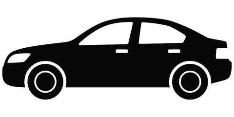 Fototapeta premium Passenger sedan vehicle profile silhouette showcasing sleek side windows and detailed wheel arches