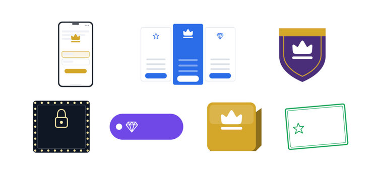 Paywall screen ui set premium upgrade subscription plans and badges