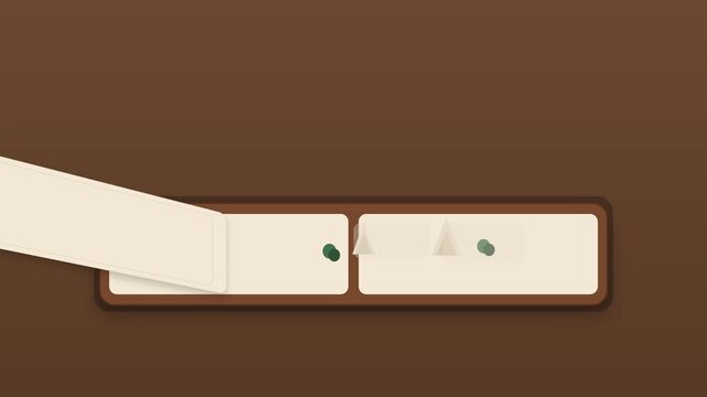 Three rectangular containers with sliding lids on a brown background