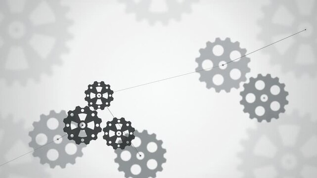 Rotating mechanical gear wheels spinning seamless loop motion