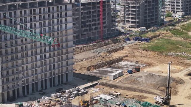Aerial view of construction site in Tbilisi, Georgia.