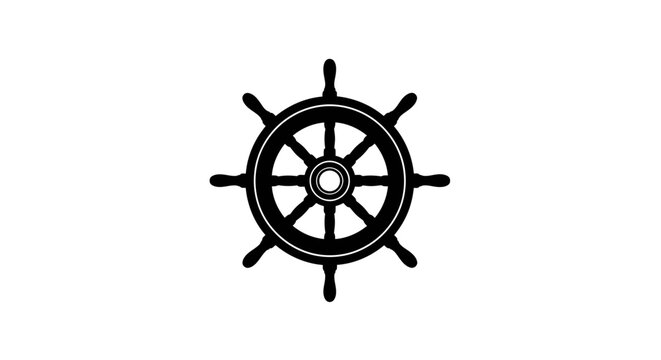A clean, detailed vector illustration of a classic ship wheel for nautical or maritime themes.