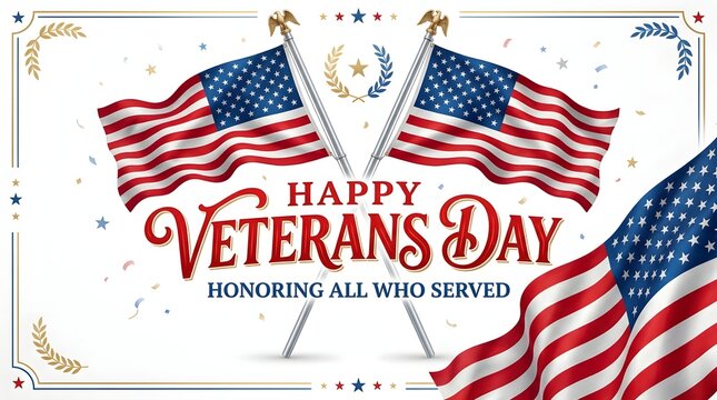Honoring american veterans day with waving flags and patriotic gratitude