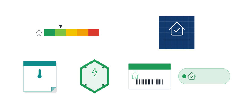 Home energy audit icon set energy rating bands loft insulation