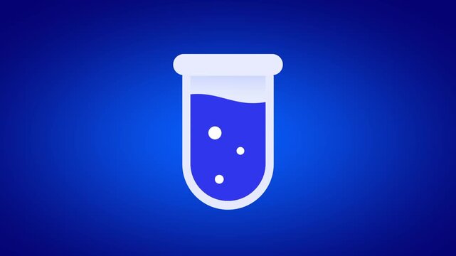Glowing blue test tube icon filled with bubbling liquid, representing scientific experimentation, laboratory research, or chemical analysis tasks