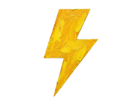 Yellow lightning bolt icon painted with crayon texture