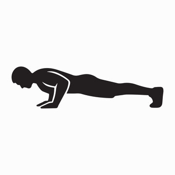 Person Doing Push Up Exercise Fitness Workout Vector Silhouette