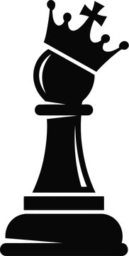 Black chess king stands as a solid silhouette against a transparent background piece game strategy boardgame checkmate royal crown authority leadership tournament competition gambit tactics
