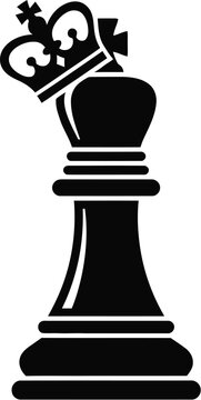 A black chess king silhouette showcases a regal design with a tilted crown against a transparent backdrop game strategy checkmate royal monarch boardgame tournament competition