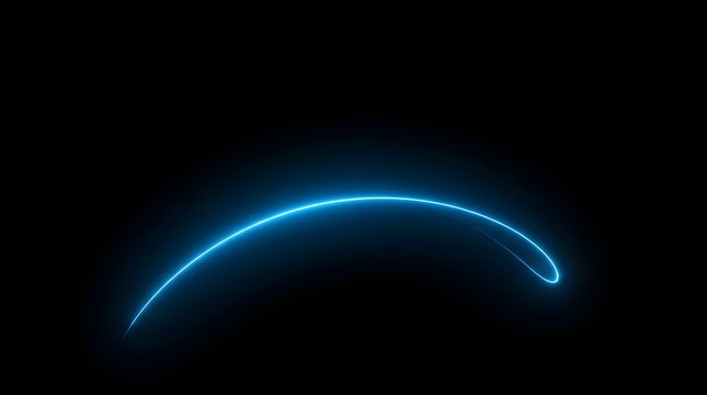 Abstract blue light arc on a black background representing energy and innovation
