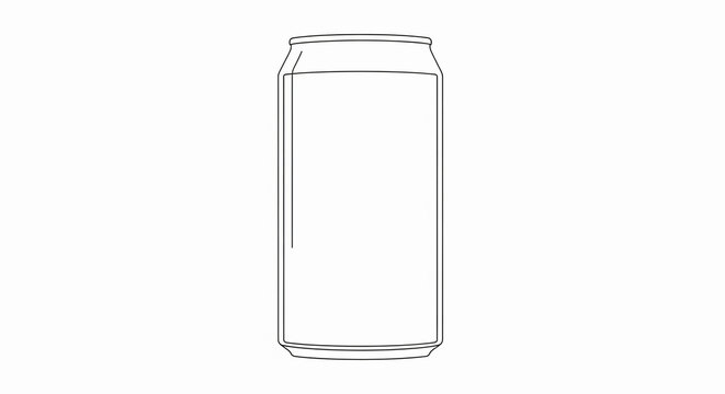 A precise monochrome line drawing depicting a beverage container outlines standard packaging shapes for graphic design projects requiring beverage container outlines in graphic design