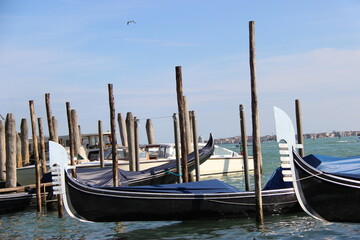 gondolas in venice italy,  st. St. Mark's Basilica,  san marco square basilica italy © Perry William Films