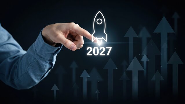 Business 2027 startup rocket launch growth concept