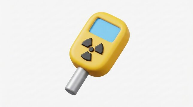 Yellow geiger counter radiation detector tool on clean white background.