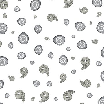 Ancient Spiral Rune Stone Magatama Combination Pattern White Background