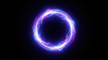 Fototapeta premium Glowing electric ring of blue and purple energy