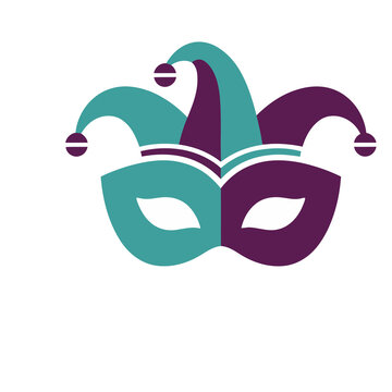 Jester mask with bells isolated on transparent background