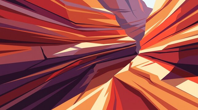 Abstract graphic vector illustration of red rock canyon walls landscape