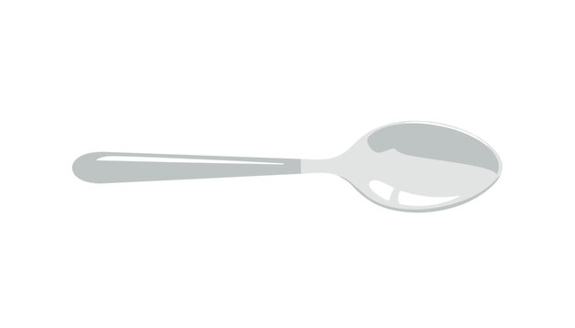 Silver metallic table spoon vector illustration isolated on a clean white background, depicting standard dining and cutlery utensil.