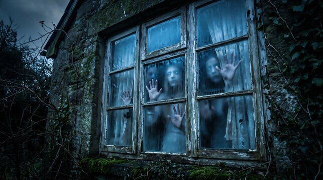 6. Ghostly Figures Behind an Old Haunted Window