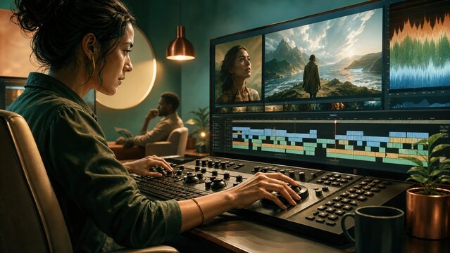 Film editor shaping a compelling sequence