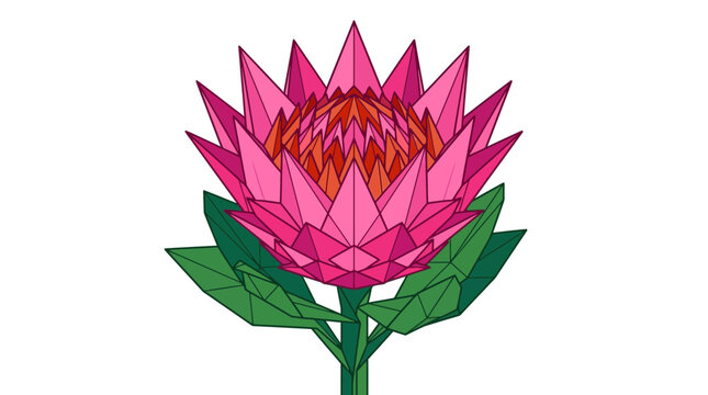 Geometric Protea Flower Vector Illustration