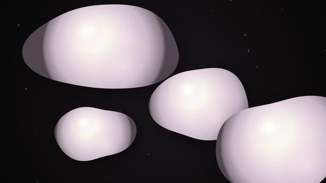 Abstract 3d render of soft shapes floating in dark space minimalist and elegant motion background