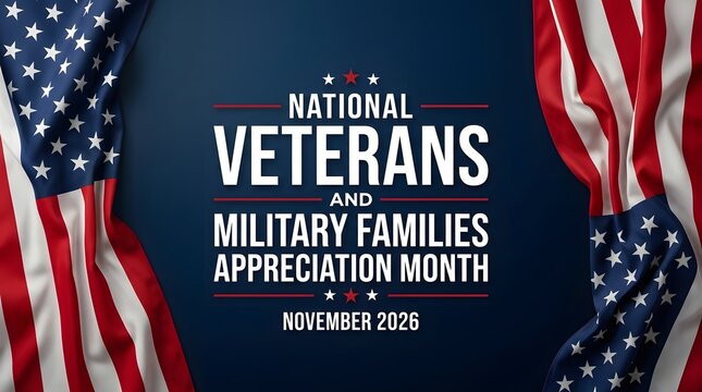 National appreciation for veterans and their families is celebrated with beautiful american flags displayed