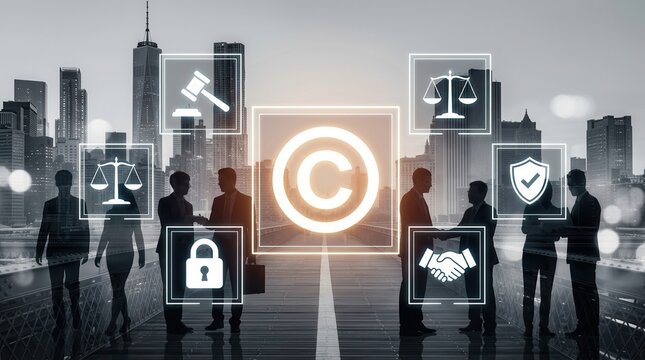 Digital publishing copyright and intellectual property protection concept.