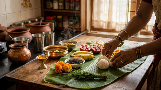 Ancestral food offerings at home during Pitru Paksha