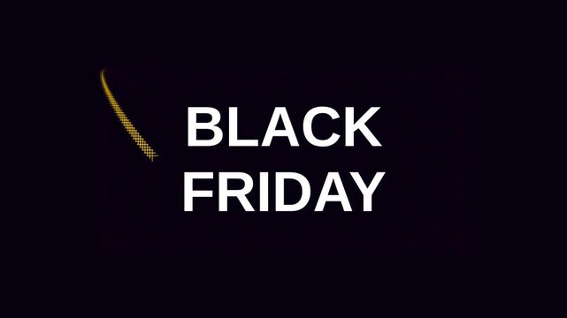 Black Friday Sale Announcement with Bold Text and Curved Line Design.