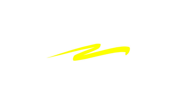 Yellow abstract zigzag swoosh vector icon, hand drawn brush stroke line, dynamic flowing wave shape logo design element for sports, business and creative branding projects