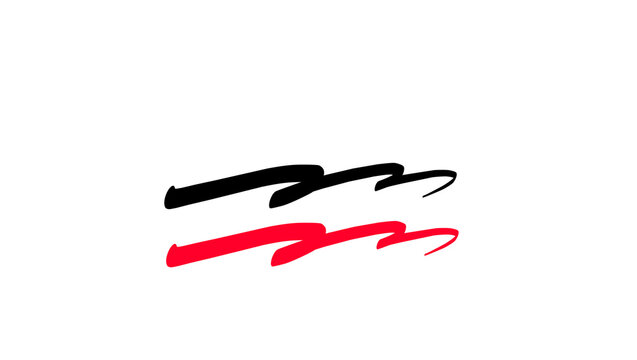 Black and red abstract swoosh vector icon set, hand drawn brush stroke lines, dynamic flowing wave shape logo design element for sports, business and creative branding