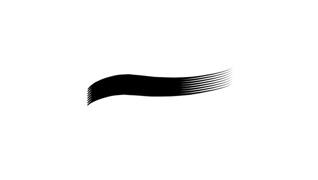 Black bold abstract swoosh vector icon with gradient brush lines, dynamic ribbon curve wave shape, modern flowing logo design element for sports and business branding