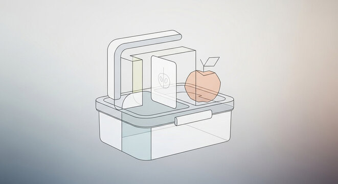 A transparent lunch box featuring organized compartments with a fresh apple inside displays a clever layout for carrying everyday meals safely while promoting healthy eating habits everywhere