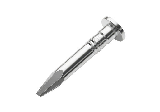 Silver metal concrete nail isolated on transparent background