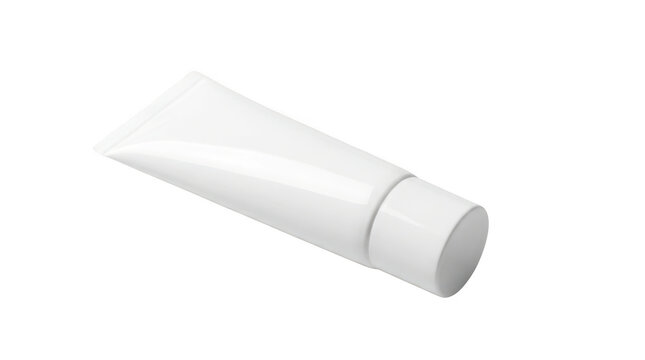 Blank white cosmetic tube for cream, gel, lotion, toothpaste or ointment isolated on transparent background