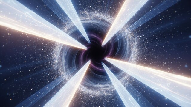 Abstract Cosmic Wormhole with Light Streaks and Stars