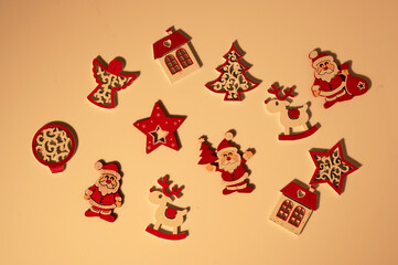 Fototapeta premium Christmas holiday decoration items arranged