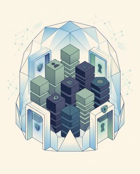 privacy protection and data center cybersecurity isometric illustration - ai generated