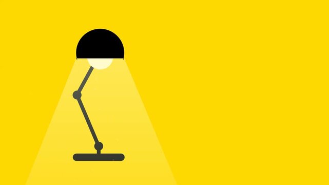 Illuminating Desk Lamp Flat Vector Animation Swiveling Light Beam Bright Spotlight Modern Office Workspace Creative Idea Motion Graphics Background