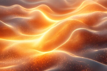 Fototapeta premium Gently undulating waves of warm golden light create a soft and immersive glowing textured surface