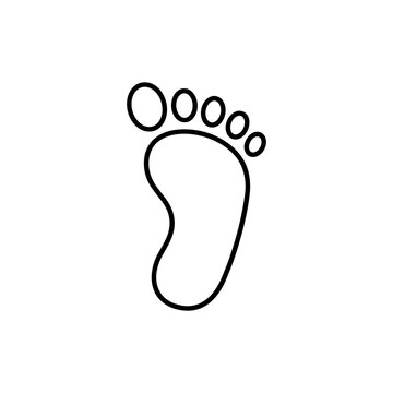 Footprint human step mark black outline icon for tracking path navigation health wellness concept and biology forensic identification symbol graphic design asset.