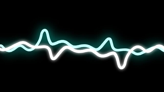 Sound wave equalizer animated lines glowing in dark background seamless loop motion graphic.
