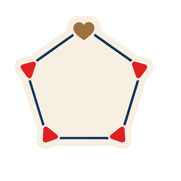 Pentagon shape with heart and triangles