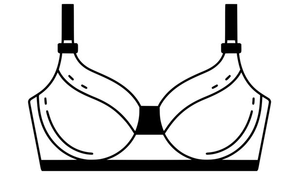 Minimalist lingerie bra fashion pictogram black outline vector illustration