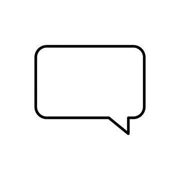 Speech bubble rounded box outline graphic design in black line art style for communication messaging ui elements digital chat interfaces and social media icons.